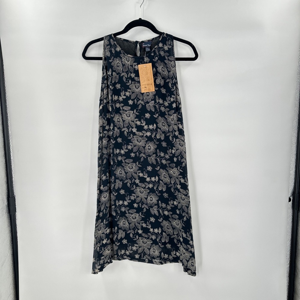 New Sacred Threads Dress Indie Boho Artsy M / L Navy Floral Sleeveless‎ Midi